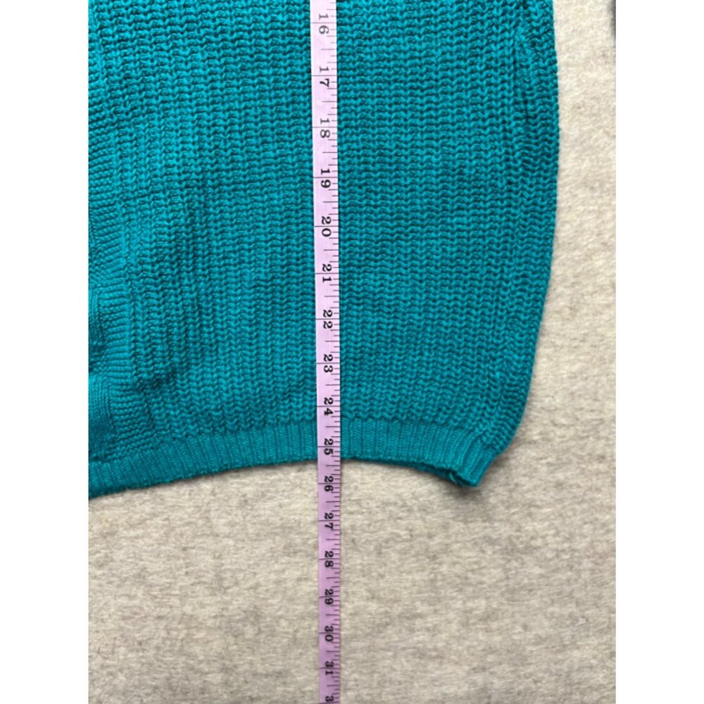 Vintage Cabin Creek Green Cable Knit Cotton Crew Neck Sweater Large - Picture 8 of 8
